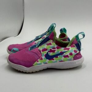 Nike Flex Runner Pink Camo Kids Slip On Sneakers Size 12C Athletic Shoes